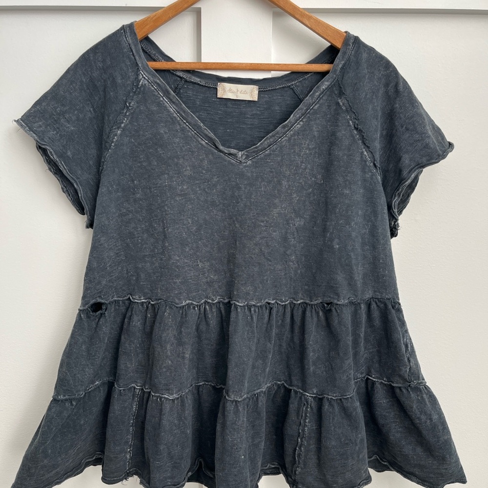 Altar’d State Charcoal Tiered Ruffle Top L